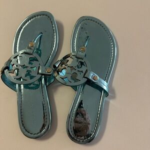 Tory Burch Metallic Blue Sandals
